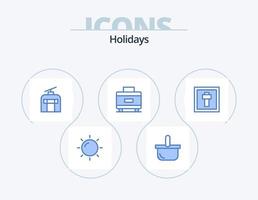 paquete de iconos azul de vacaciones 5 diseño de iconos. vacaciones. cruzar. góndola. viajar. vacaciones vector