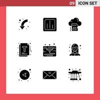 9 Universal Solid Glyphs Set for Web and Mobile Applications management document report archive data Editable Vector Design Elements