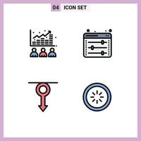 Set of 4 Modern UI Icons Symbols Signs for broker boy market web options male Editable Vector Design Elements