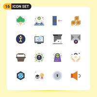 Modern Set of 16 Flat Colors and symbols such as message human data accessibility stack Editable Pack of Creative Vector Design Elements