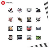 conjunto de 16 iconos de interfaz de usuario modernos signos de símbolos para elementos de diseño de vector creativo editable de elementos de interfaz de usuario de automóvil de vehículo