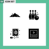 Group of Solid Glyphs Signs and Symbols for hill play mountain game book Editable Vector Design Elements