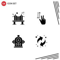 Universal Icon Symbols Group of 4 Modern Solid Glyphs of across down river gestures hydrant Editable Vector Design Elements