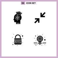 Solid Glyph Pack of 4 Universal Symbols of capability http knowledge arrow link Editable Vector Design Elements