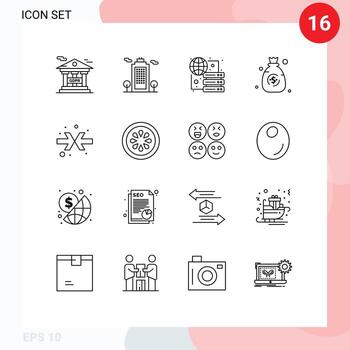 Pack of 16 Modern Outlines Signs and Symbols for Web Print Media such as shrink arrow connect money bag Editable Vector Design Elements