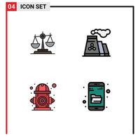 Universal Icon Symbols Group of 4 Modern Filledline Flat Colors of balance pollution justice scale smoke Editable Vector Design Elements