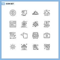Universal Icon Symbols Group of 16 Modern Outlines of communication plane achievement insurance success Editable Vector Design Elements