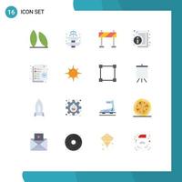 16 Thematic Vector Flat Colors and Editable Symbols of business information tourism info construction Editable Pack of Creative Vector Design Elements