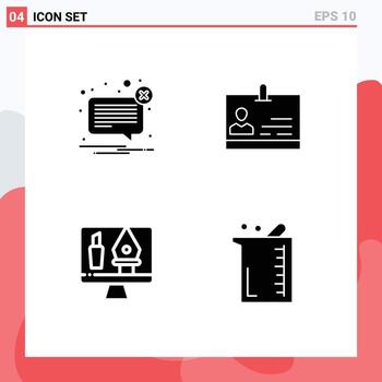 4 glifos sólidos vectoriales temáticos y símbolos editables de elementos de diseño vectorial editables de cultivos de tarjetas de mensajes de herramientas de alerta vector