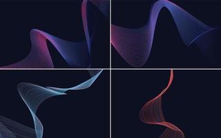 Modern wave curve abstract vector background pack for a vibrant and lively design