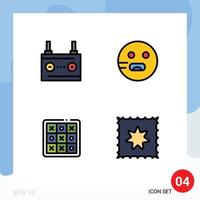 Pictogram Set of 4 Simple Filledline Flat Colors of accumulator tac electricity emot tic Editable Vector Design Elements