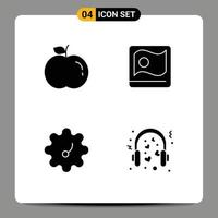 Universal Icon Symbols Group of 4 Modern Solid Glyphs of apple love flag patterson mic Editable Vector Design Elements