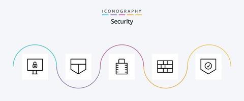 paquete de iconos de la línea de seguridad 5 que incluye . blindaje. seguridad. seguridad. controlar vector