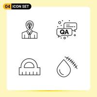 Set of 4 Modern UI Icons Symbols Signs for man control light qa bleeding Editable Vector Design Elements