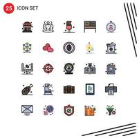 Set of 25 Modern UI Icons Symbols Signs for stopwatch fast desert table desk Editable Vector Design Elements