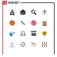 Set of 16 Modern UI Icons Symbols Signs for web basic kitchen social mark Editable Pack of Creative Vector Design Elements