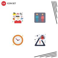 Set of 4 Vector Flat Icons on Grid for manager christmas consultant elevator holiday Editable Vector Design Elements