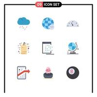 Set of 9 Modern UI Icons Symbols Signs for network mobile gauge sale tag discount Editable Vector Design Elements