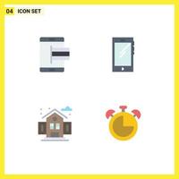 Set of 4 Modern UI Icons Symbols Signs for commerce iphone online smart phone life Editable Vector Design Elements