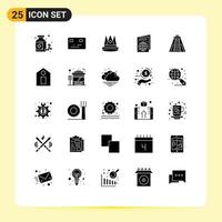 Set of 25 Modern UI Icons Symbols Signs for landmark passport king pass achievement Editable Vector Design Elements