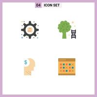4 Universal Flat Icons Set for Web and Mobile Applications gear account preferences dna costs Editable Vector Design Elements
