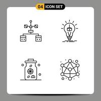 Group of 4 Filledline Flat Colors Signs and Symbols for app box develop bulb lemon Editable Vector Design Elements