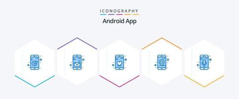 Android App 25 Blue icon pack including phone recorder. mobile mic. dating. mobile app. location vector