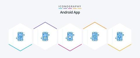 aplicación de Android 25 paquete de iconos azules que incluye grabadora de teléfono. micrófono móvil. Fechado. aplicación movil. localización vector