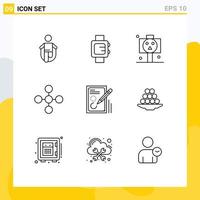 Modern Set of 9 Outlines Pictograph of pencil share board network central Editable Vector Design Elements