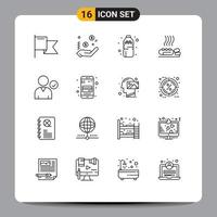 Set of 16 Modern UI Icons Symbols Signs for use check drink spa heat Editable Vector Design Elements