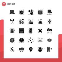 Set of 25 Vector Solid Glyphs on Grid for diagram chart flake algorithm management Editable Vector Design Elements