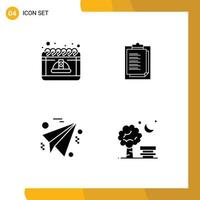 Editable Vector Line Pack of Simple Solid Glyphs of calendar business may report card paper Editable Vector Design Elements