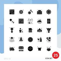 Set of 25 Vector Solid Glyphs on Grid for atom travel party summer holiday Editable Vector Design Elements