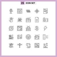 Stock Vector Icon Pack of 25 Line Signs and Symbols for hindu decoration interface decorate construction Editable Vector Design Elements