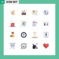 Pack of 16 Modern Flat Colors Signs and Symbols for Web Print Media such as kitchen done communication and square Editable Pack of Creative Vector Design Elements