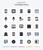 Creative Devices 25 Line FIlled icon pack  Such As ipod. devices. safe. phone. favorite vector