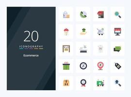 20 Ecommerce Flat Color icon for presentation vector