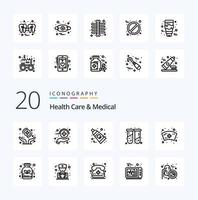 20 Health Care And Medical Line icon Pack like cap medical medicine health toothpaste vector