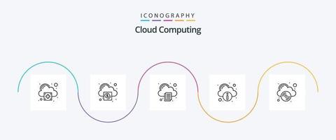 paquete de iconos de la línea 5 de computación en la nube que incluye disco compacto. hasta. nube. servidor. nube vector