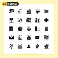 Universal Icon Symbols Group of 25 Modern Solid Glyphs of computer new app drink cup Editable Vector Design Elements