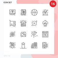 Set of 16 Vector Outlines on Grid for connected card set shopping season Editable Vector Design Elements