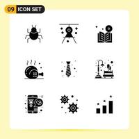 Mobile Interface Solid Glyph Set of 9 Pictograms of food cooking drawing chicken online Editable Vector Design Elements