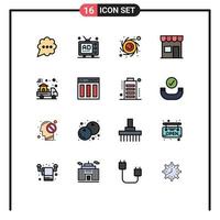 16 Thematic Vector Flat Color Filled Lines and Editable Symbols of estate shop astronomy retail kiosk Editable Creative Vector Design Elements