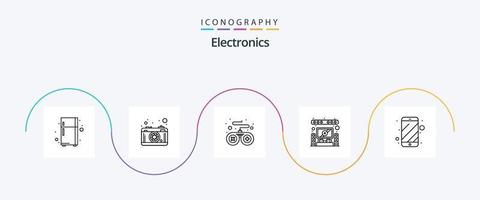 paquete de iconos de línea electrónica 5 que incluye electrónica. móvil. dispositivo. Teléfono móvil. sistema vector