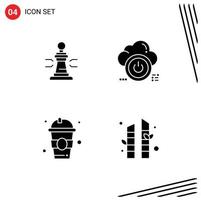 Stock Vector Icon Pack of 4 Line Signs and Symbols for chess off king close juice Editable Vector Design Elements