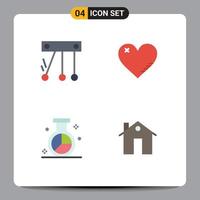 Pack of 4 Modern Flat Icons Signs and Symbols for Web Print Media such as movement market heart favorite optimization Editable Vector Design Elements