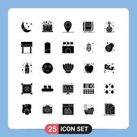 Pack of 25 Modern Solid Glyphs Signs and Symbols for Web Print Media such as financial sketching location pocket notebook Editable Vector Design Elements