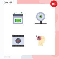 4 Thematic Vector Flat Icons and Editable Symbols of business development web business media focus Editable Vector Design Elements
