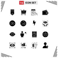 Set of 16 Modern UI Icons Symbols Signs for arrow purse click money support Editable Vector Design Elements