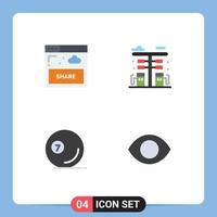 conjunto de pictogramas de 4 iconos planos simples de la interfaz del sitio web del juego combustible deportivo elementos de diseño vectorial editables vector